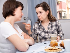 A woman quarrels with female friend.