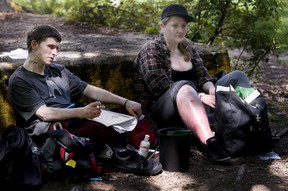 Homeless woman Ashley Sedgemore and her friend, Marcus, say they are battling addictions. VERONICA HENRI/TORONTO SUN