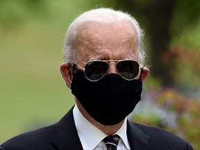 President-elect Joe Biden is pictured in a mask on May 25, 2020.