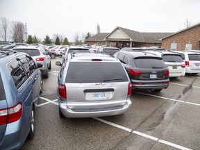 Parishioners packed the parking lot of the Church of God  in Aylmer, Ontario on Sunday April 26, 2020. In defiance of an order by the town's chief of police, the church held a drive-in service Sunday morning. Hundreds of parishioners sat in parked vehicles watching Hildebrandt on stage and listening to his sermon over their FM radios. Police video taped the event but have not yet laid charges.