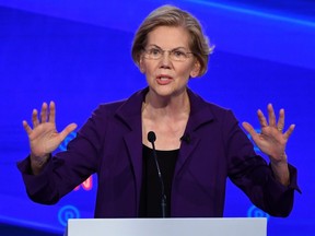 In this file photo taken on October 15, 2019 Democratic Senator Elizabeth Warren speaks at Otterbein University in Westerville, Ohio.