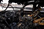 Interior of a burnt out February 2020 tow truck.