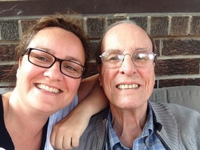 Cathy Parkes with her dad Paul, who died on April 15, 2020.