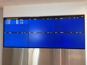 A photo posted online Monday, May 4, 2020 showing only six flights departing Pearson International Airport.