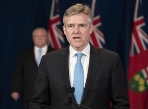 Ontario Finance Minister Rod Phillips takes questions during a daily briefing at Queen’s Park in Toronto on Monday, May 11, 2020. FRANK GUNN/THE CANADIAN PRESS