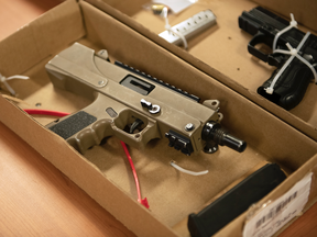 This submachine gun was one of the weapons seized by cops.