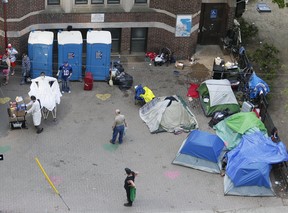 Homeless set up a tent city in downtown Toronto on Tuesday, May 26, 2020. VERONICA HENRI/TORONTO SUN