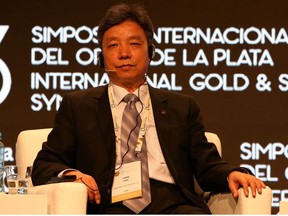 FILE PHOTO: Chen Yumin, President of Shandong Gold Group Co. Ltd., attends the 13th International Gold & Silver Symposium in Lima, Peru May 29, 2018. REUTERS/Mariana Bazo/File Photo ORG XMIT: FW1
