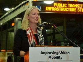 Federal Minister of Infrastructure and Communities Catherine McKenna in Stratford earlier this year. 
McKenna’s claim that there are 52,000 subsidized public works underway or completed in Canada continues to be questioned.