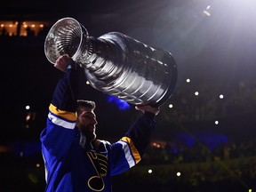 St. Louis Blues defenceman Alex Pietrangelo, of King City, ON, hoists the Stanley Cup. That series drew serious ratings in the U.S., but one TV voice there ripped the sport.