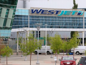 WestJet company headquarters in Calgary is seen on Wednesday, June 24, 2020. WestJet announced Wednesday the layoff of 3333 employees in the continuing fallout from the COVID-19 pandemic.