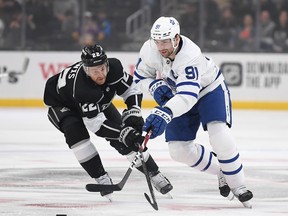 Toronto Maple Leafs captain John Tavares during a March game. Tavares said Tuesday he's thrilled to be back on the ice with some of his Leafs teammates.