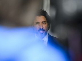 Prime Minister Justin Trudeau holds a press conference at Rideau Cottage during the COVID-19 pandemic in Ottawa on Monday, June 1, 2020.