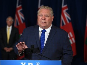 Premier Doug Ford speaks at his daily press briefing at Queens Park in Toronto on Tuesday, June 2, 2020.