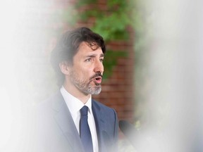 Prime Minister Justin Trudeau speaks during his daily coronavirus, COVID-19  briefing at Rideau Cottage in Ottawa, on June 25, 2020.