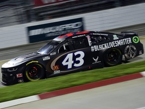 NASCAR driver Bubba Wallace in his No. 43 Richard Petty Motorsports Chevrolet. NASCAR has recently banned symbols of the Confederacy.  Getty Images