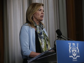 Ontario Health Minister Christine Elliott speaks during a news conference at Queen's Park on June 17, 2020.