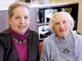 Gail Sanders (left) and her 100-year-old mom, Ann Jessel.