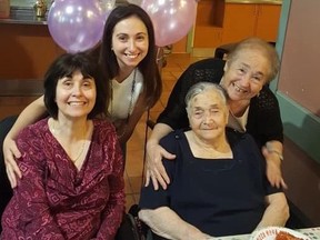Gemma Arturi, bottom right, was just shy of turning 100 years old when she died from COVID-19 recently. Here she is with daughter Maria Ruffolo, top right, grand-daughter Lucia Ruffolo Di Maria, far left, and great grand-daughter Cristina Barillari, second from left.