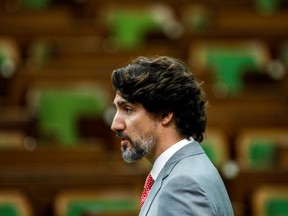 Prime Minister Justin Trudeau speaks in the House of Commons on Parliament Hill in Ottawa on May 20, 2020.