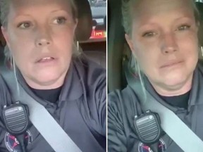 A cop identified as Stacey is captured on a viral video breaking down in tears when a lengthy wait at a McDonald’s drive-thru in the Peach State rendered her “too nervous’’ to accept her breakfast order.