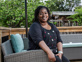 OLG lottery winner Michelle Grant in the backyard of her home.  - Whitby, Ont., June 3, 2020.