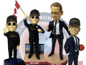 Toronto Raptors head coach Nick Nurse is helping the National Bobblehead Hall of Fame and Museum produce four commemorative bobbleheads to celebrate the one-year anniversary of the Raptors winning the NBA title.