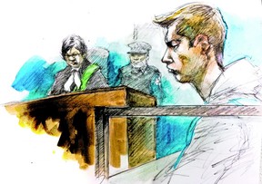 Brett Ryan, front, in Scarborough court on August 26, 2016.