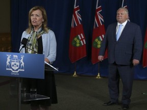 Ontario Health Minister Christine Elliott speaks to the media about COVID-19 on June 17, 2020.