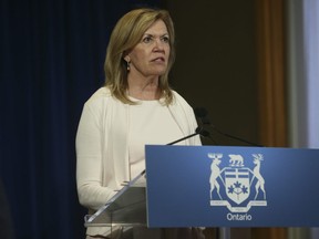 Christine Elliott, Deputy Premier of Ontario and Minister of Health, speaks at the daily briefing at Queen's Park in Toronto, Ont.  at Queen's Park on Wednesday May 20, 2020.