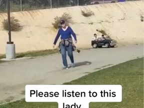 A woman had a problem with a child driving a powered toy car and now the world knows all about it thanks to video footage.

The woman yelled at a mother for allowing her son to drive the car around a California Park "without a license."