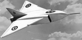 This artist's impression of the proposed Canadian designed and built replacement for the RCAF's CF-100 appeared on the front page of the Sept. 26, 1957 edition of the Evening Telegram newspaper. The image appeared without any details or specifications. Turns out the sketch was "close but no cigar." Interestingly, nearly three years earlier the Toronto Star had featured its own front page story. In that Dec. 2, 1954 edition of the paper the proposed new aircraft was described as a "Canadian Delta-wing Jet Fighter." The Star reporter suggested it will bear a close resemblance to the Vulcan, a jet-powered, tailless, delta wing, high-altitude strategic bomber that the parent company was building for the Royal Air Force. It also went on to speculate that Arrows would start rolling off Avro's Malton, Ont. production lines before 1960.