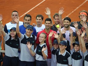 Novak Djokovic (centre) announced earlier this week that he and his wife tested positive for the coronavirus after he played a series of matches in Serbia and Croatia with no social distancing.