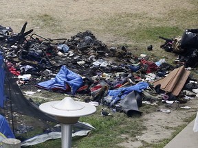 An apparent fire broke out inside George Hislop Park on Tuesday, June 23, 2020 in Toronto.