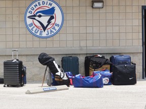 Bags are packed and ready to go at TD Ballpark in Dunedin, Fl. on Sunday. Toronto Blue Jays players and staff are set to soon return to Toronto to complete Spring Training and then play their regular season home games, sources told the Toronto Sun.