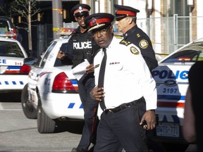 Toronto Police Chief Mark Saunders at the scene of a shooting in front of the the SoHo Hotel and Residences on Tuesday May 26, 2020.