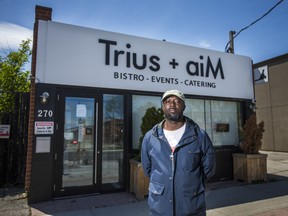 Daniel Ansu poses outside of his restaurant - Trius+aiM Bistro. He was evicted on May 19 for not paying rent -- by a landlord who has refused to apply for the CERCA program - at 270 Brown's Line in Toronto, Ont. on Monday June 1, 2020. Ernest Doroszuk/Toronto Sun/Postmedia