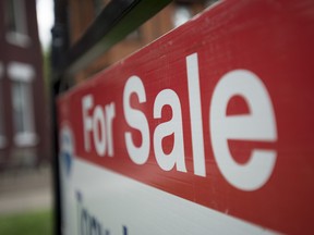 A "for sale" sign is pictured outside a home in this undated file photo.