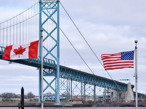 The Ambassador Bridge at the Canada-USA border crossing in Windsor