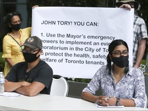 Protesters converged on the condo where Mayor John Tory lives to demand an end to evictions.