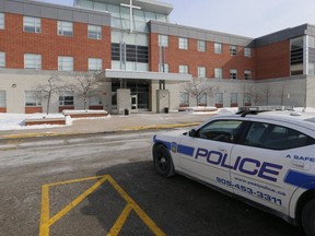 This file photo shows a Peel Regional Police cruiser parked at St. Marguarite D'Youville Secondary School in Brampton.