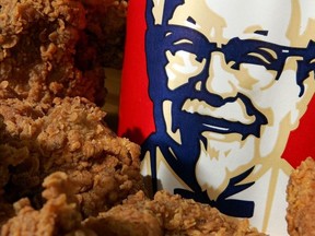 A bucket of KFC Extra Crispy fried chicken is displayed October 30, 2006 in San Rafael, California.