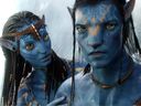 In this film publicity image released by 20th Century Fox, the character Neytiri, played by Zoe Saldana, left, and the character Jake, played by Sam Worthington are shown in a scene from, 