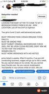 Screenshot of an ad that was subsequently posted to Reddit of a mother of two looking for a babysitter and offering a meager $100/week. (REDDIT)