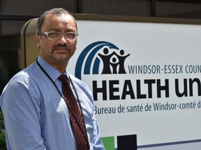 Wajid Ahmed, Chief Officer of Health for Windsor-Essex County, poses for an image outside his office in Windsor, Ont. on Thursday June 25, 2020.