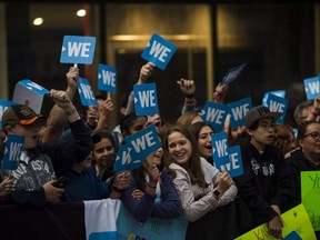 A crowd gathers before the WE Day red carpet in Toronto, on Thursday, September 20, 2018.