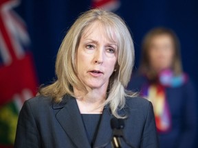 Ontario Minister of Long Term Care Dr. Merrilee Fullerton answers questions at the daily briefing at the Queen's Park Legislature in Toronto on April 15, 2020.