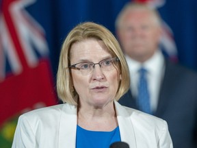 Ontario Solicitor General Sylvia Jones answers questions at the daily COVID-19 briefing at Queen's Park in Toronto on June 29, 2020.