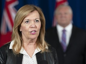 Ontario Health Minister Christine Elliott answers questions at the daily briefing at Queen's Park in Toronto on Tuesday June 30, 2020.