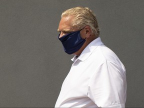 Ontario Premier Doug Ford is pictured as he  visits a bakery in Toronto, on Friday, July 10, 2020.  THE CANADIAN PRESS/Chris Young